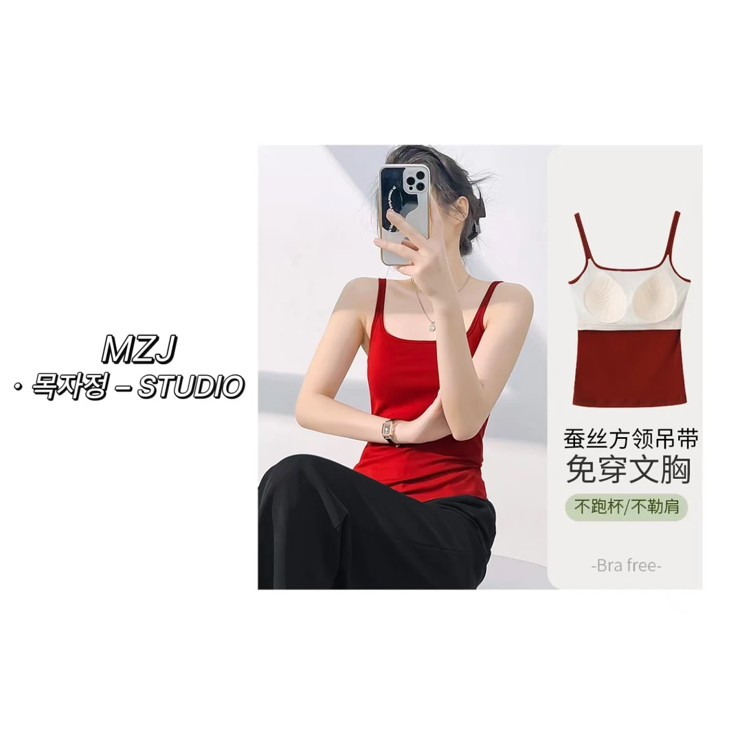 무지징-「方领胸垫」韩国单！甜辣双修外穿背心-3925-B