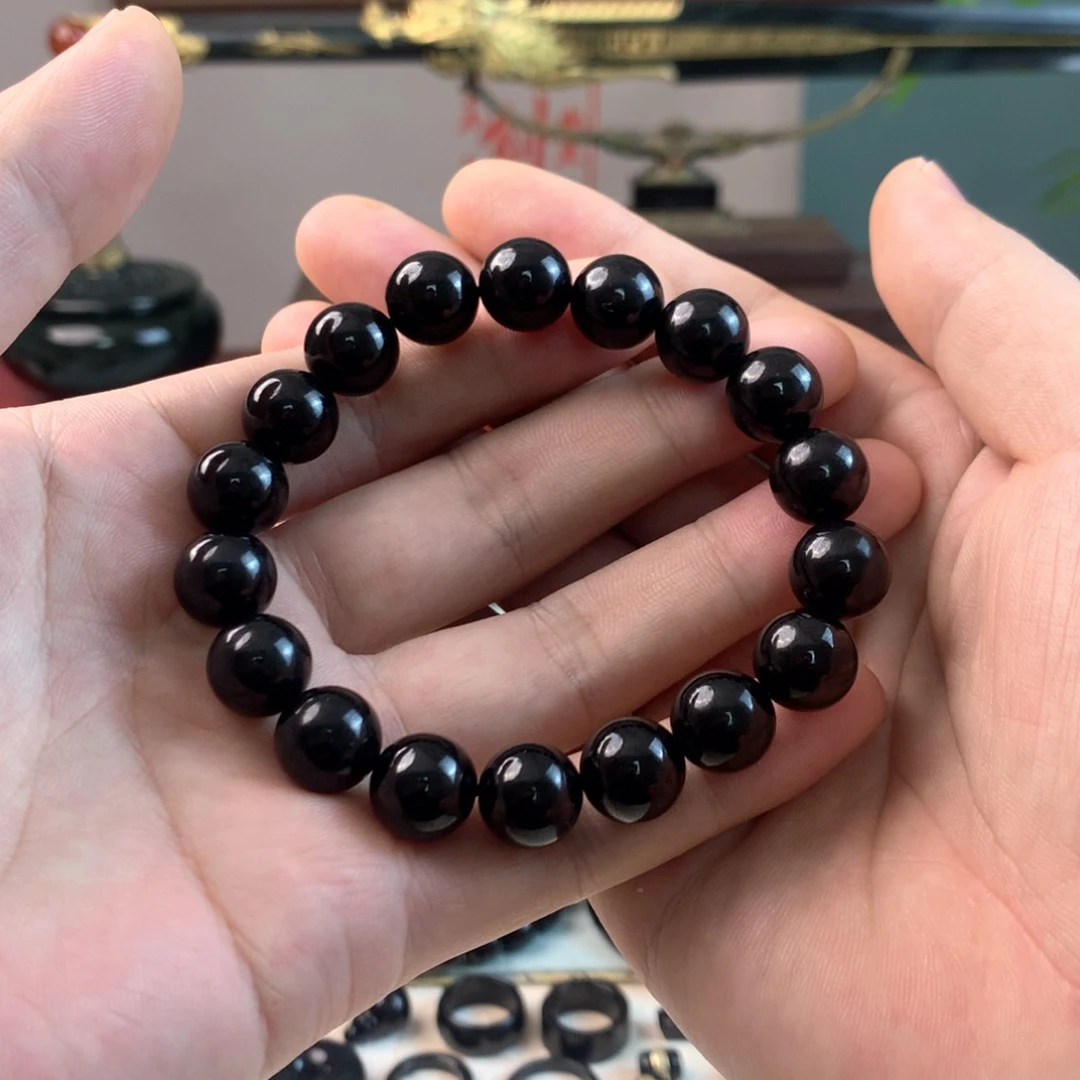 和田玉手串12m m未镶嵌黄*策