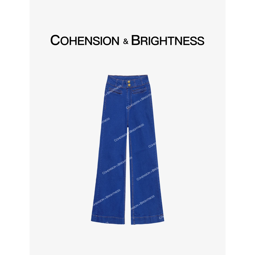 凝慧真的好【宝蓝时髦】春季蕾丝拼接木耳边肌理感时尚裤子KR018