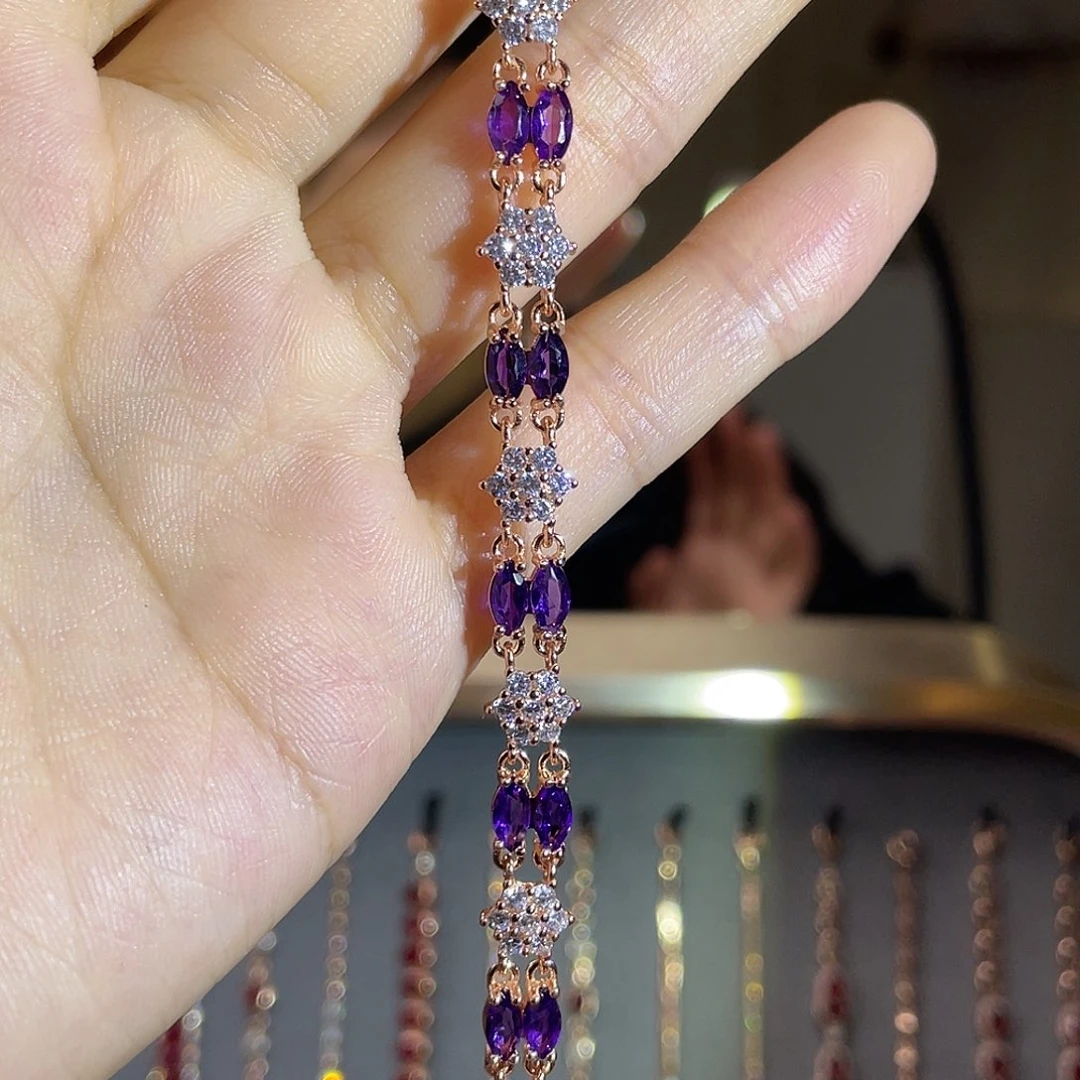 紫晶银S925镶嵌手链