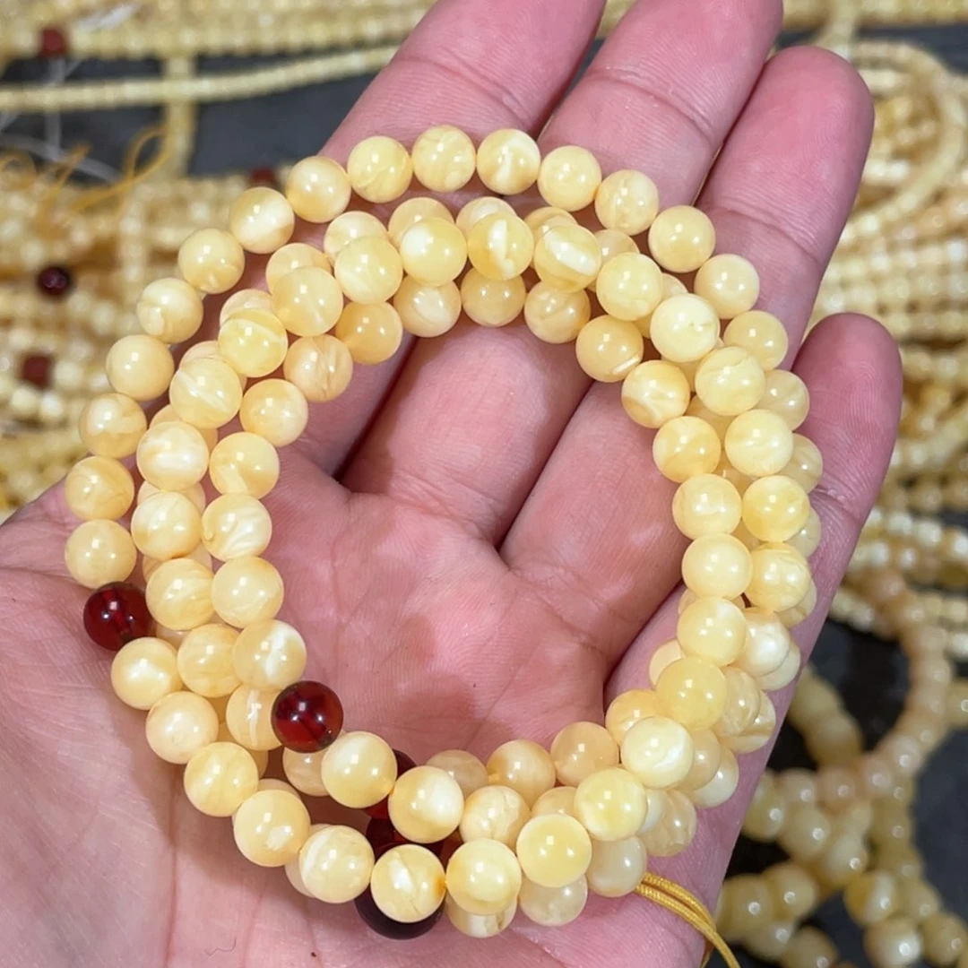 蜜蜡裸石未镶嵌蜜蜡佛珠6.8mm
