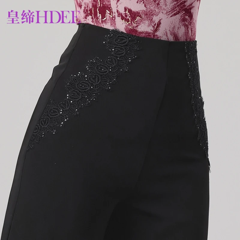 皇缔 摩登舞裤子国标舞下装高腰直筒裤时尚长裤休闲裤女士服装