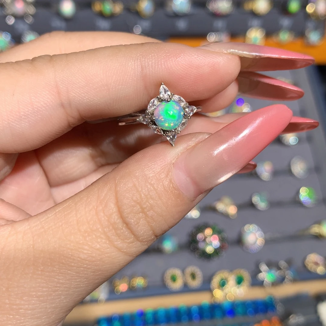 银S925镶嵌欧泊欧泊戒指l