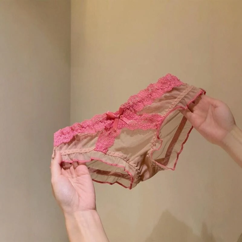 漫樱薄荷法式少女蕾丝网纱少女纯欲薄款2025新款性感高级三角裤头