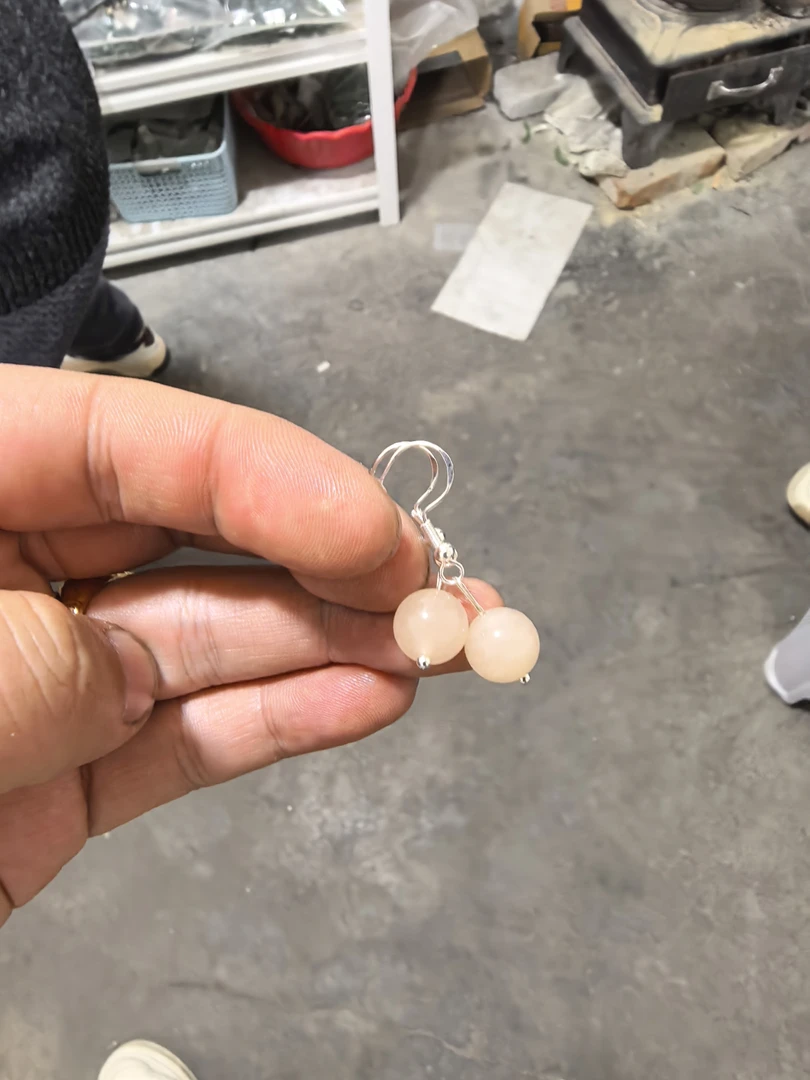 青海精品山料藕粉色卡10耳坠！