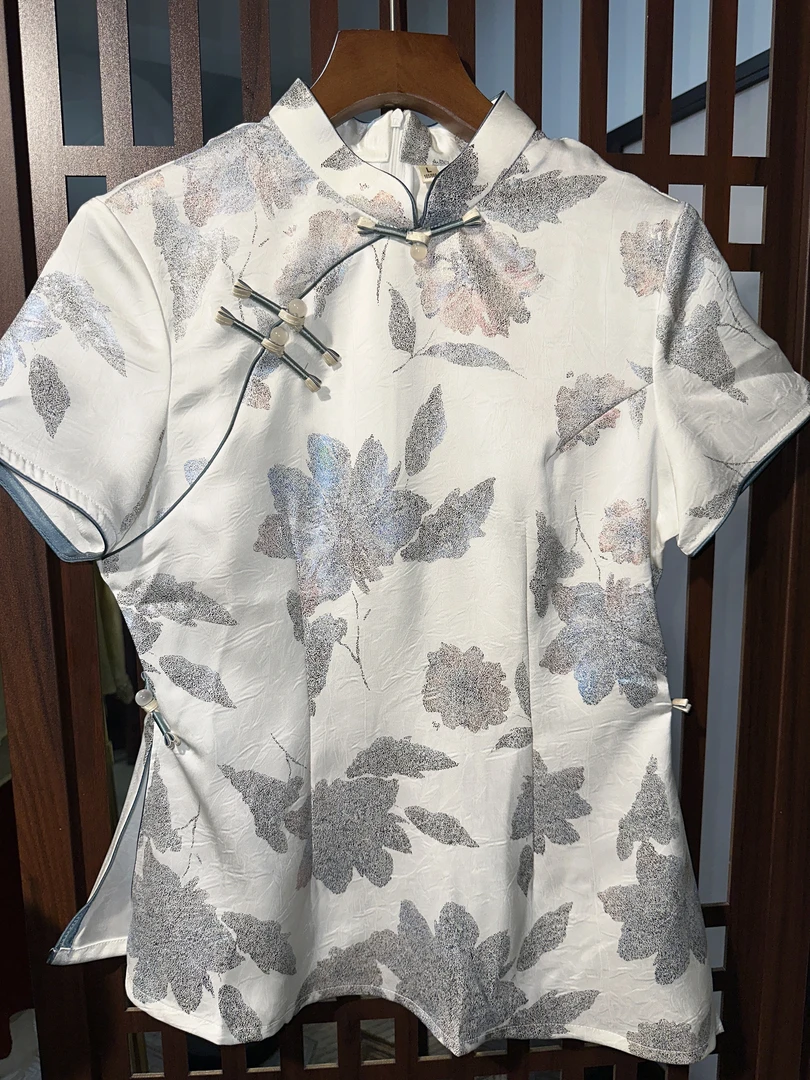 贵夫人- 高定国风夏季碎花显瘦时尚扎染中国风洋气气质短袖中式