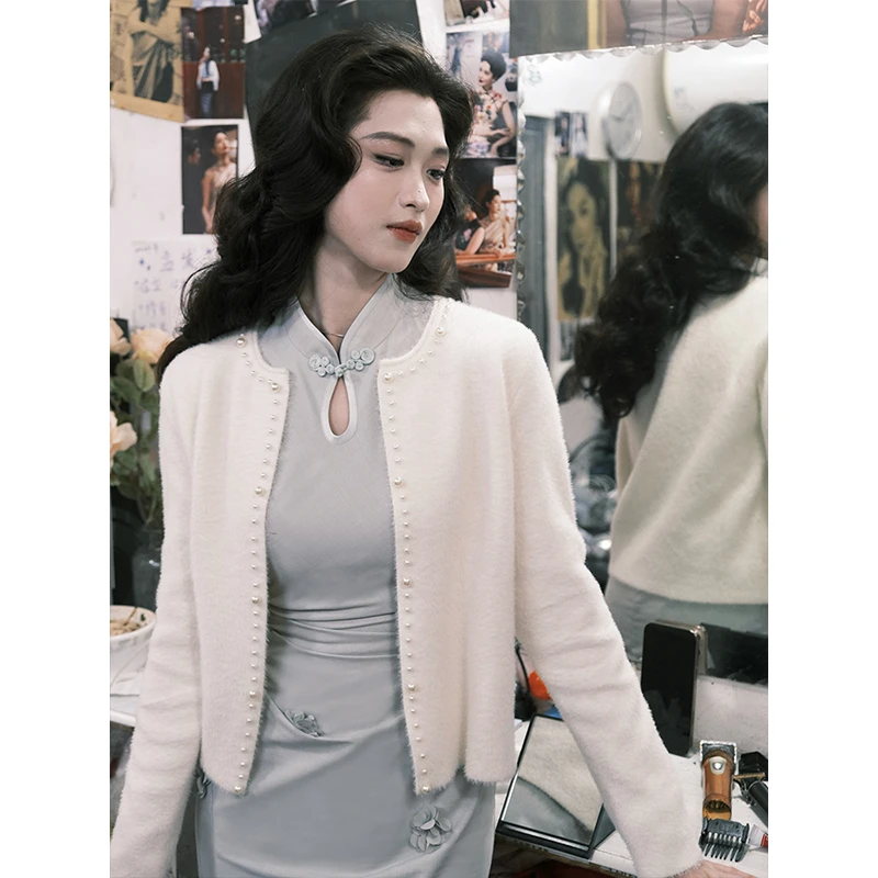 凌茜【浮梦】新中式国风感复古毛织针织圆领百搭长袖温柔时尚开衫