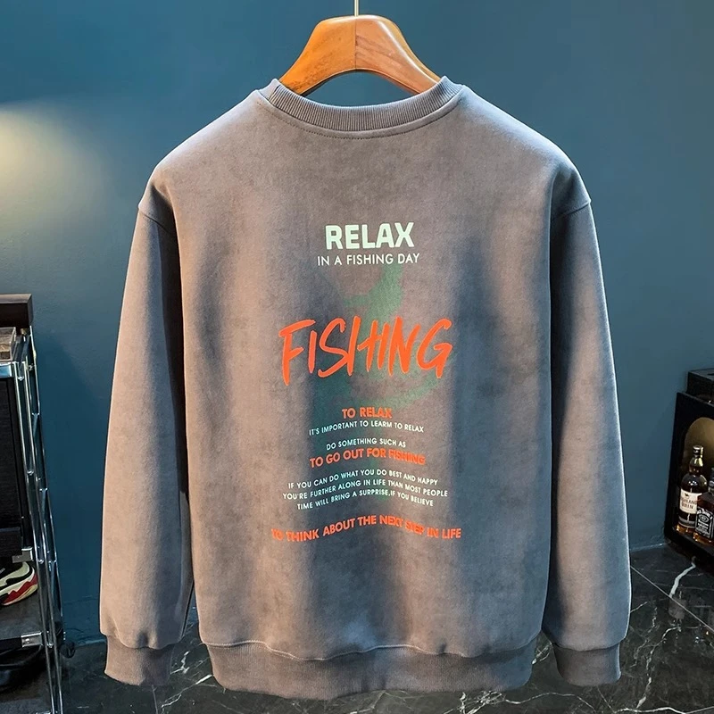 U&PURA秋冬季加绒加厚卫衣男士2025年新款圆领套头百搭舒适简约潮