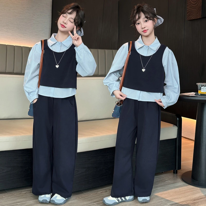 女童套装春秋2025新款洋气儿童休闲运动中大童女孩网红卫衣两件套