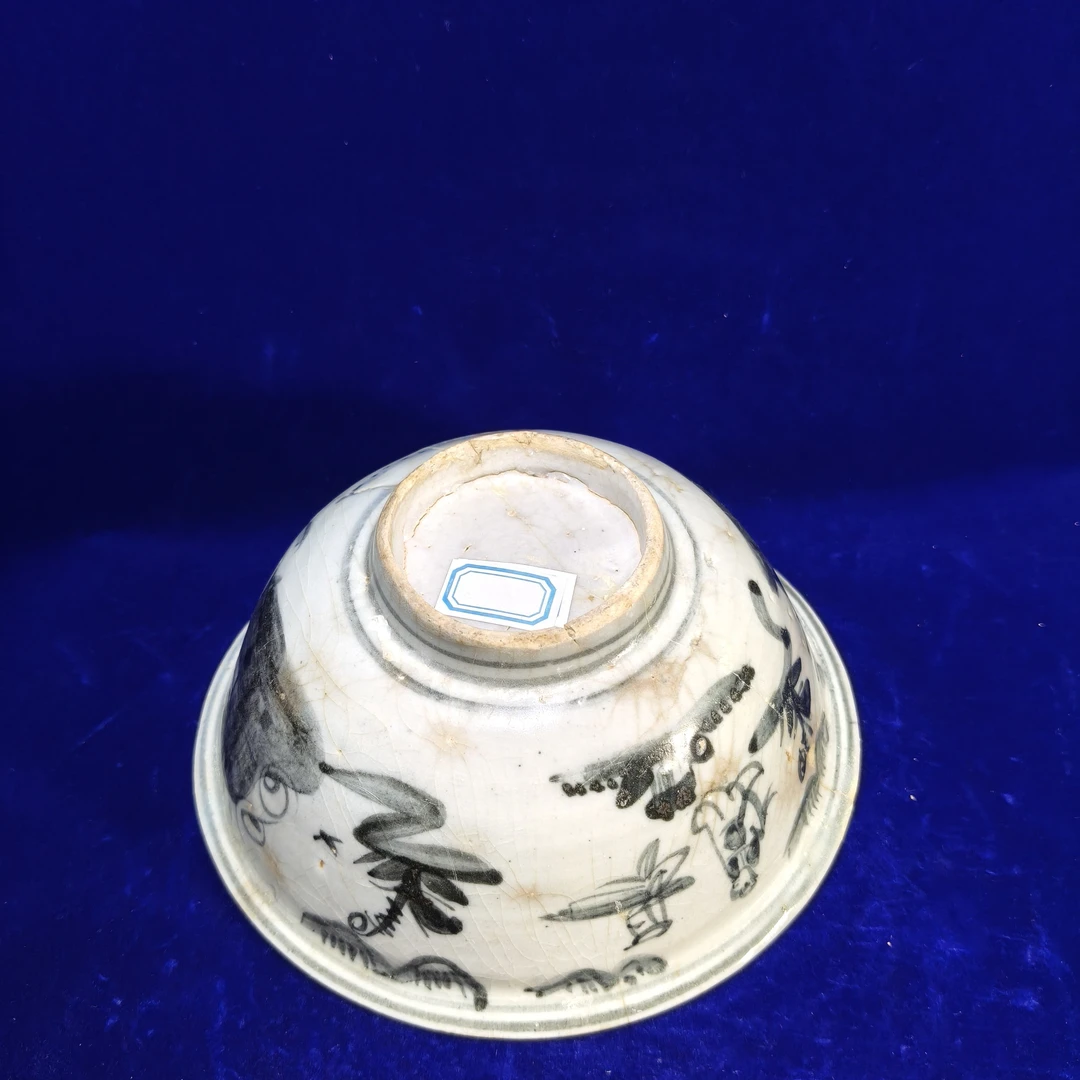 青花，人物携情访友游春图纹。碗残器。尺寸品相如图。