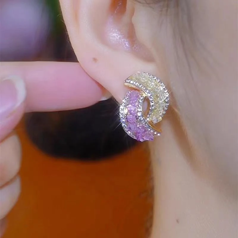 铜合金耳饰 女高级感双c小众设计几何优雅耳环N2409