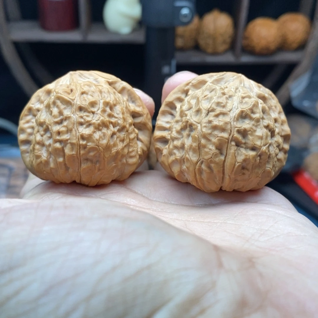 文玩核桃把件43边46肚对歪南瓜墩