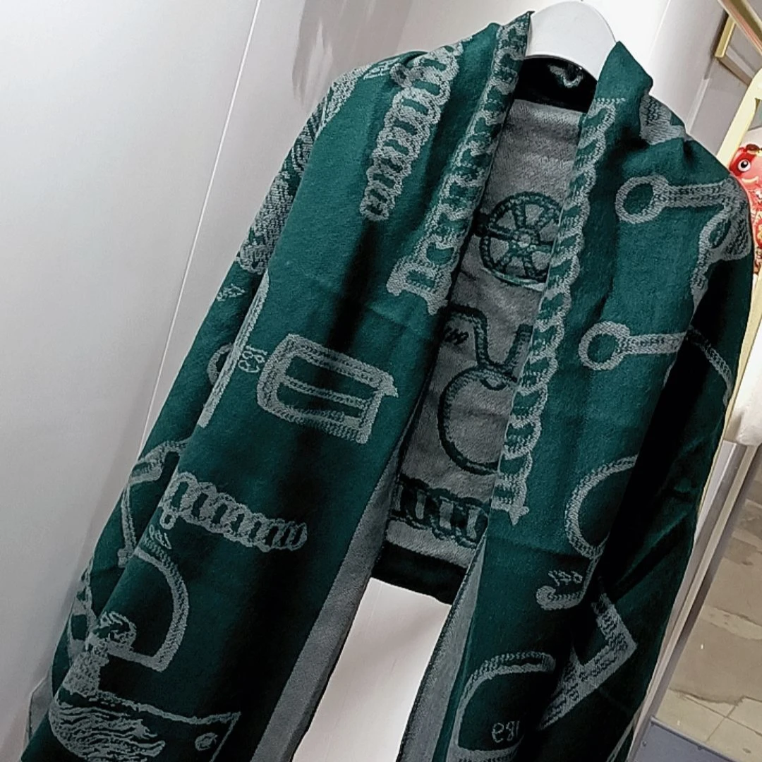 福气小店～羊绒围巾绿色可披肩（下单备注编码哦）