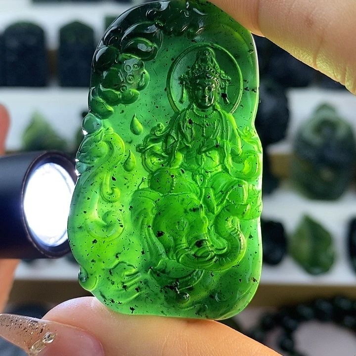 蛇纹石玉未镶嵌普贤菩萨