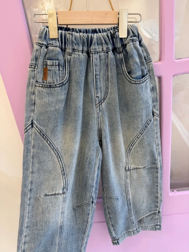 裤子牛仔裤破洞韩版春季长裤女童中腰秋季男