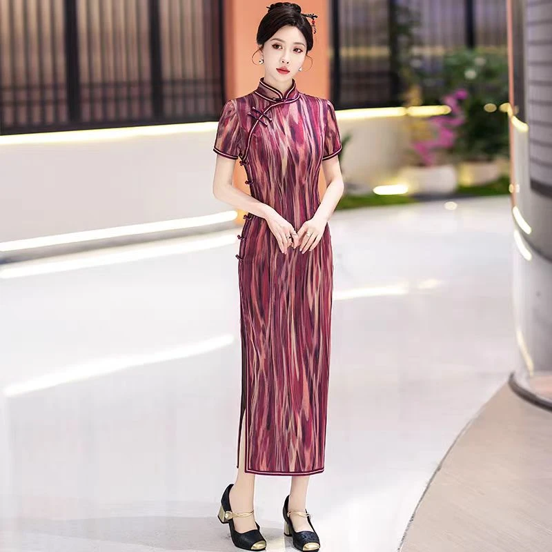 CQ029显瘦夏装时尚休闲简约撞色条纹遮肉女连衣裙气质百搭复古