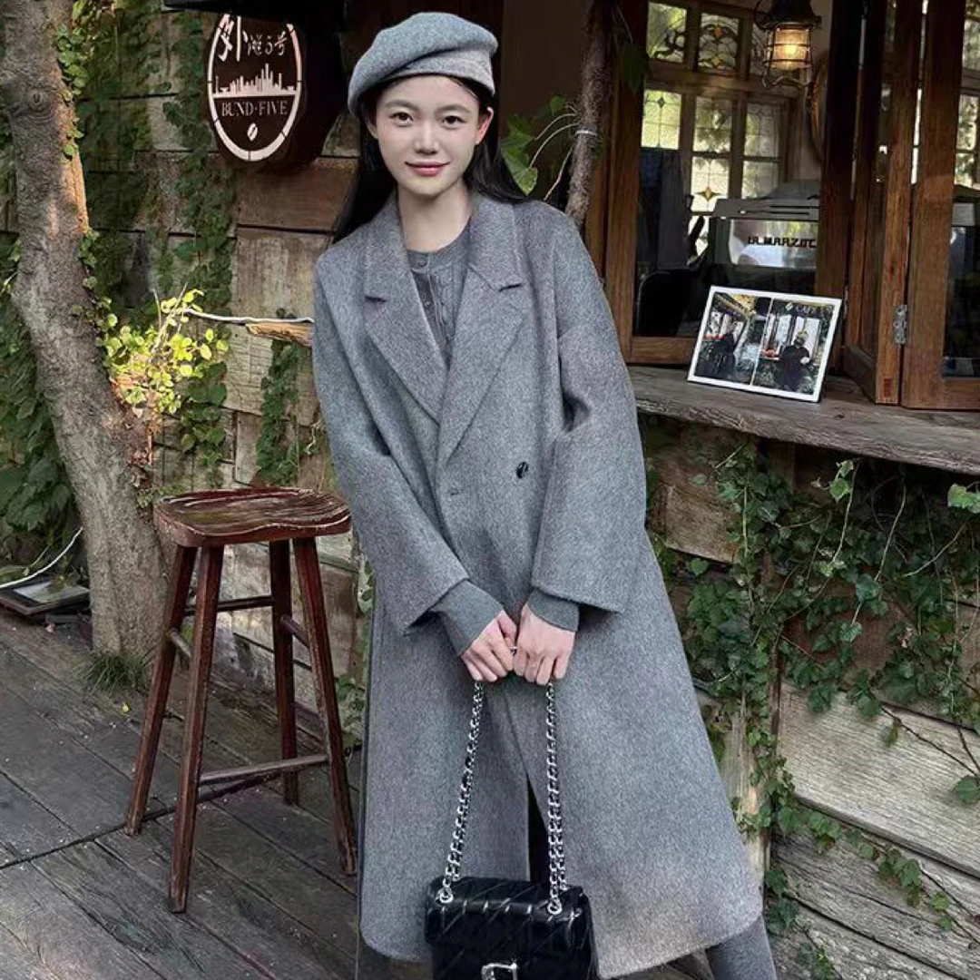 秋冬新款中长款双面呢羊绒女士气质高级感大衣