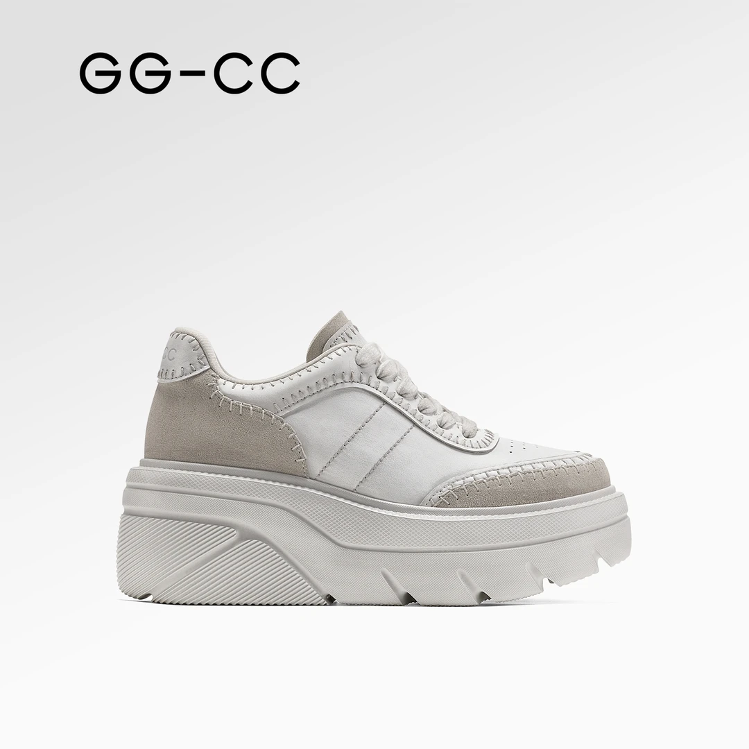GG-CC【城市野心家】秋季新款时尚做旧厚底板鞋女休闲小白鞋0718
