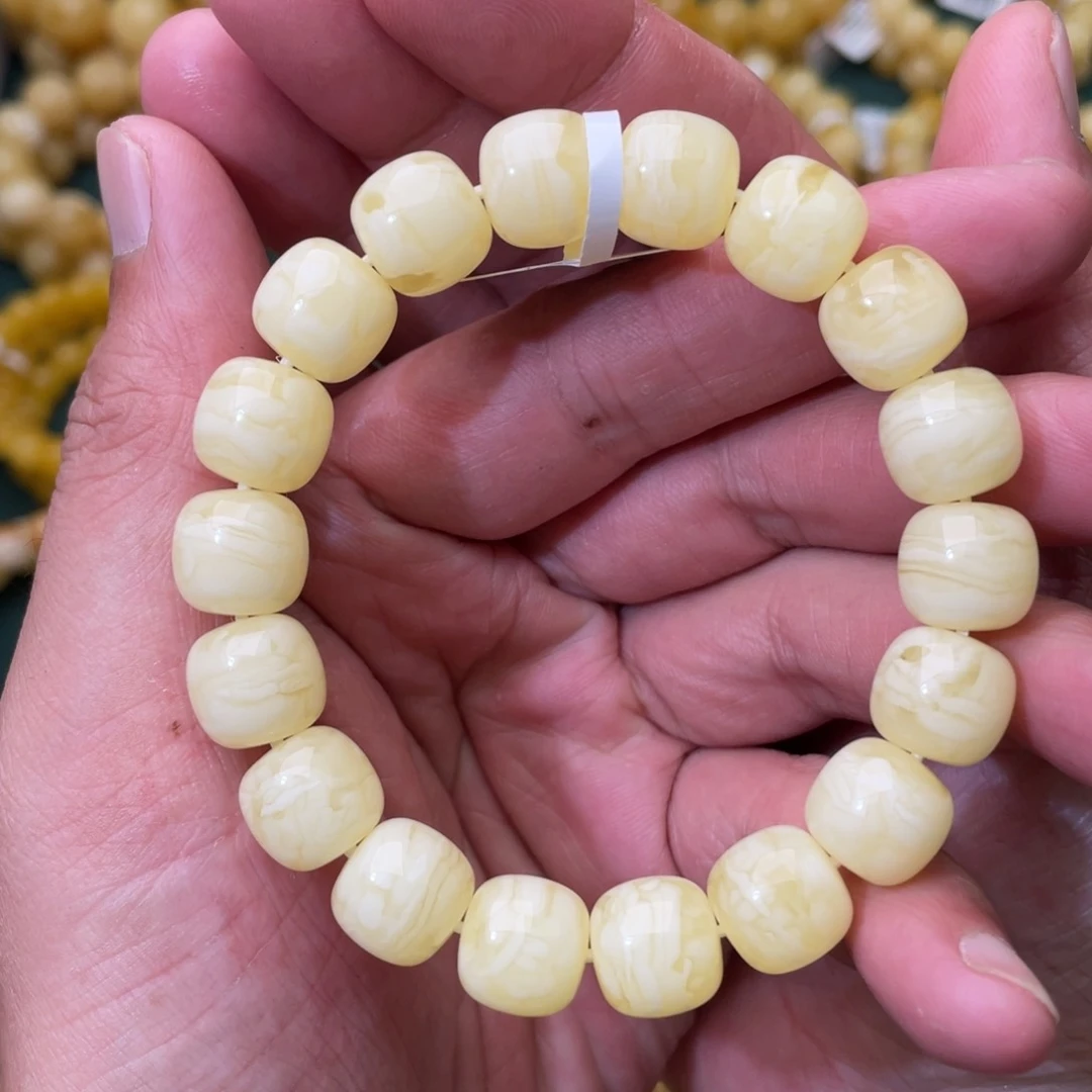 未镶嵌蜜蜡珠宝奇石12mm同料虎皮老型手串19.5