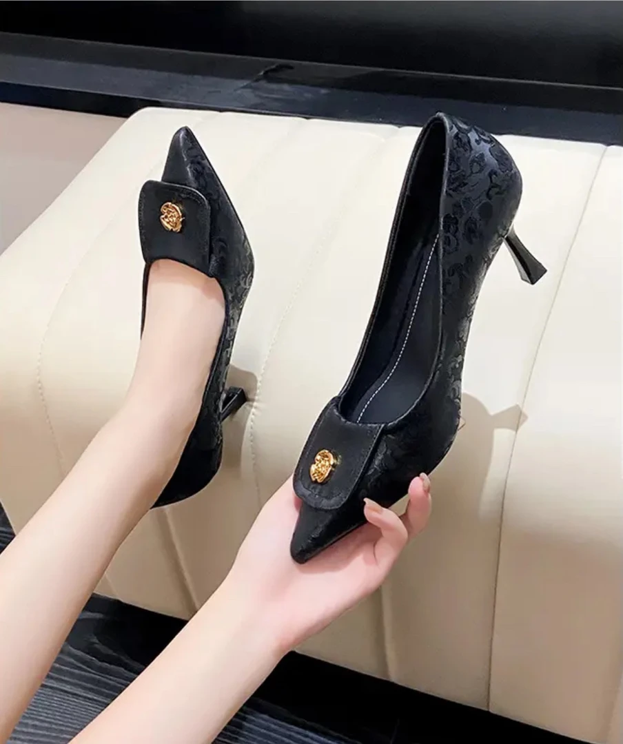 新中式国风汉服旗袍马面裙山茶花高跟鞋