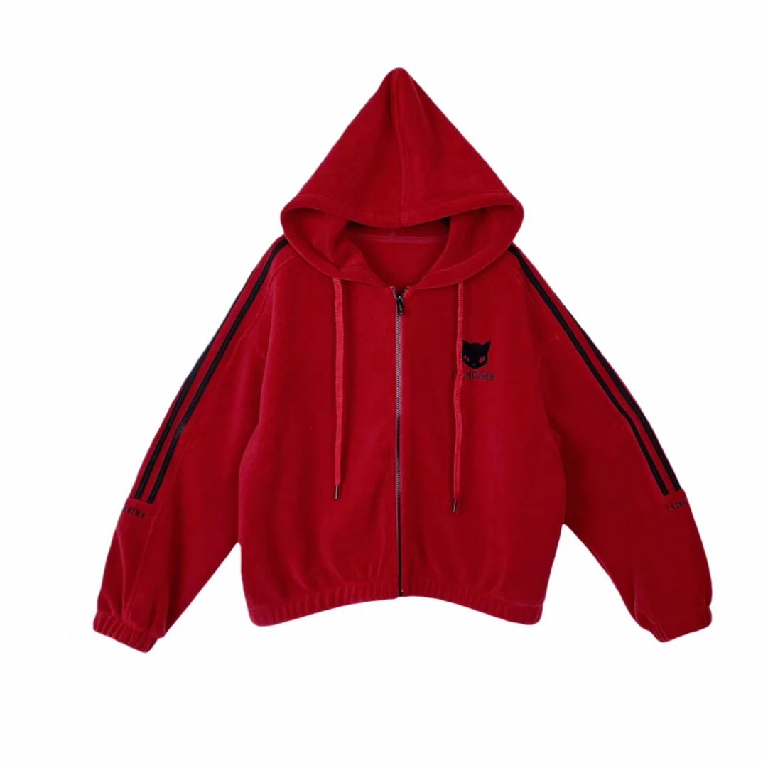 「鹿哥原创」双面摇粒绒休闲上衣女保暖抓绒运动外套加绒加厚