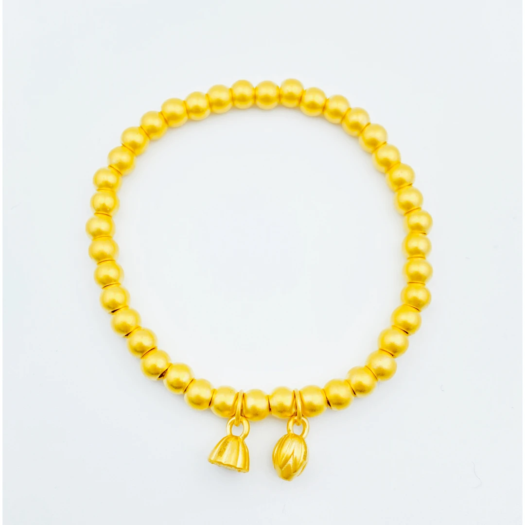 【国潮】足金999 卡5金珠 古法两世欢手链 3.8