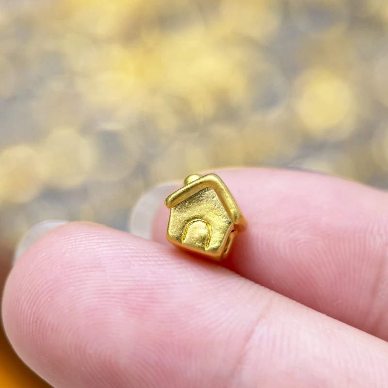 【金哆哆】足金999 黄金屋中穿 5D黄金编绳手串配件DIY儿童礼物