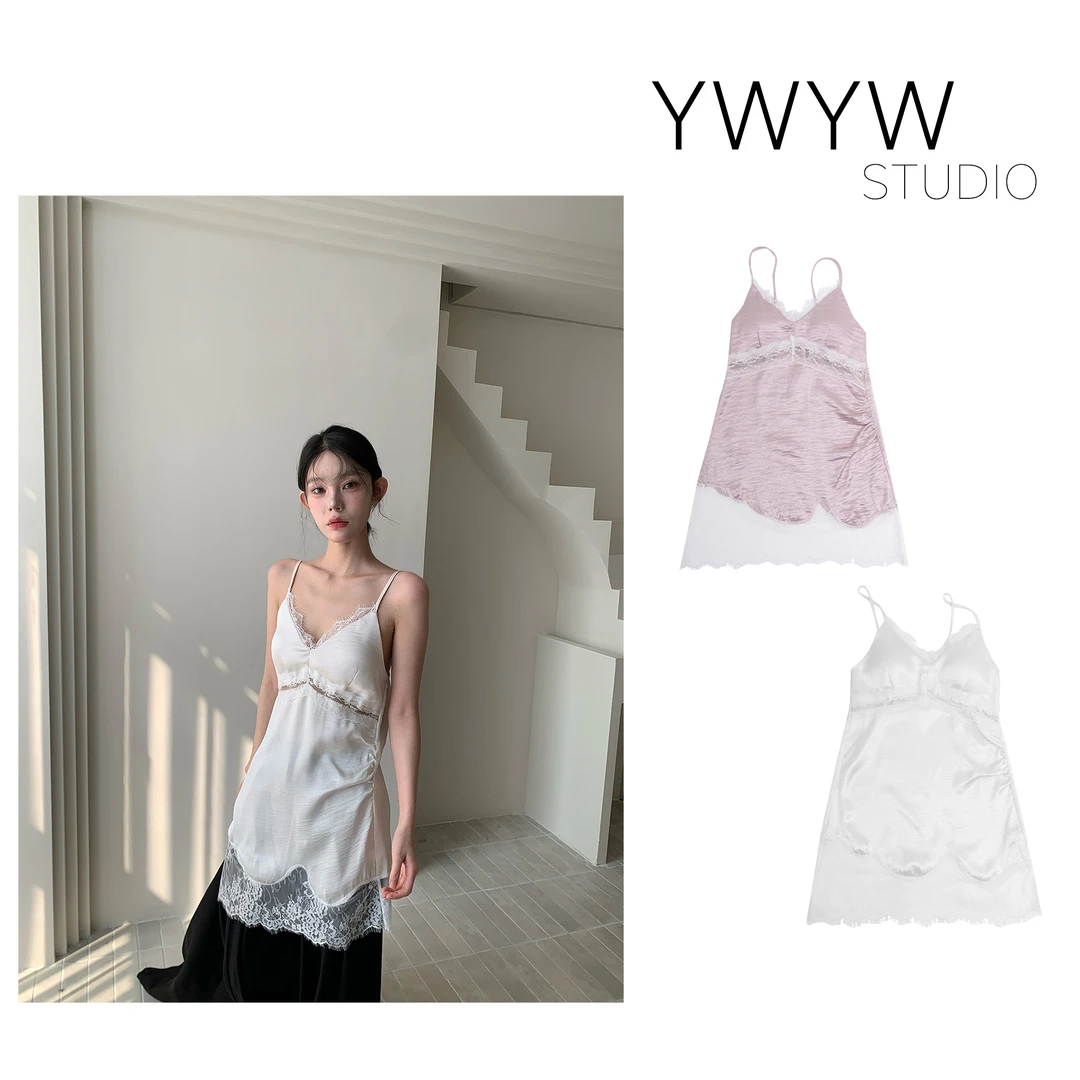 【YWYW25S/S】春季气质纯欲蕾丝包边吊带裙3813