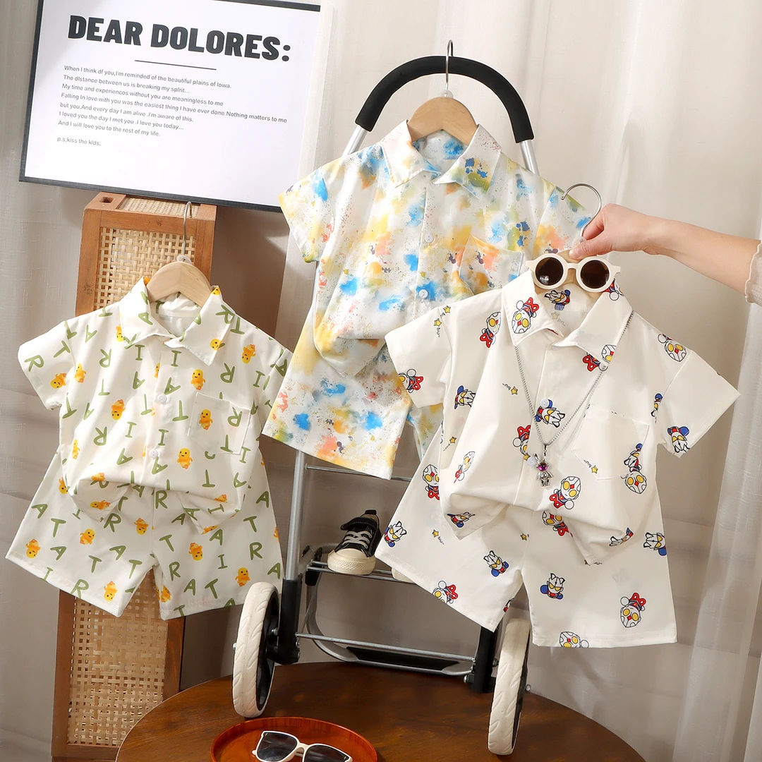 儿童套装卡通动漫韩版休闲风夏季卡通洋气家居服套装薄款宽松