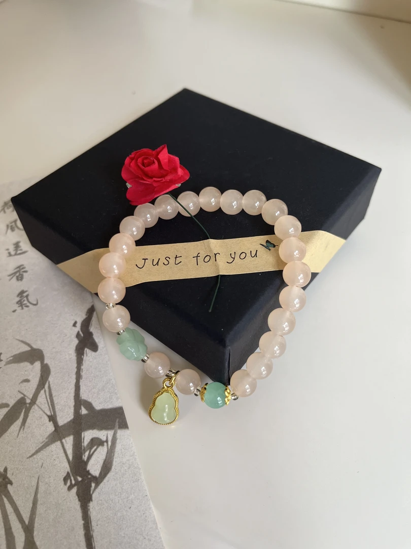 非金属玻璃手链 ins风小众藕粉琉璃手串 高级感温柔显白送女友
