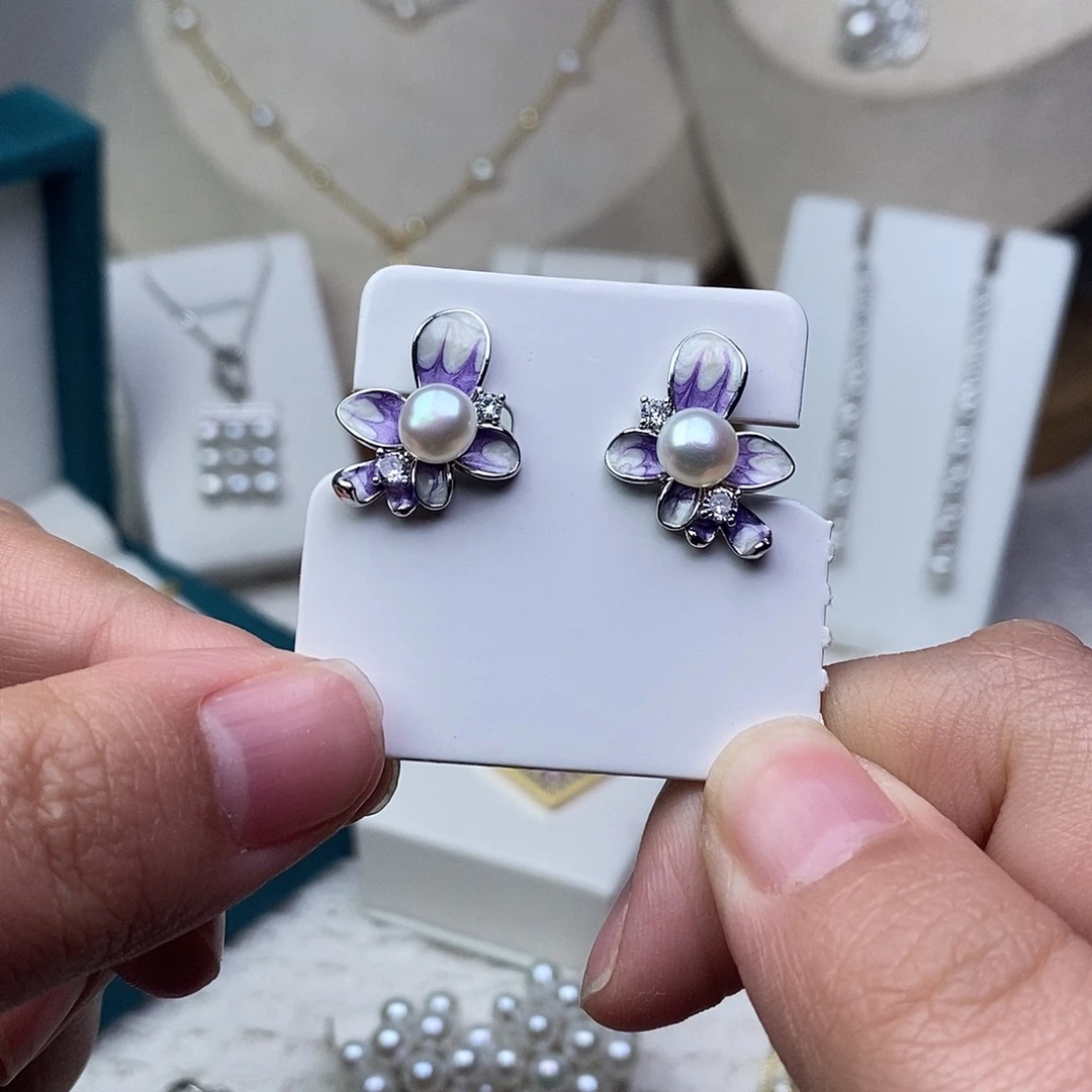 淡水珍珠耳饰银S925镶嵌