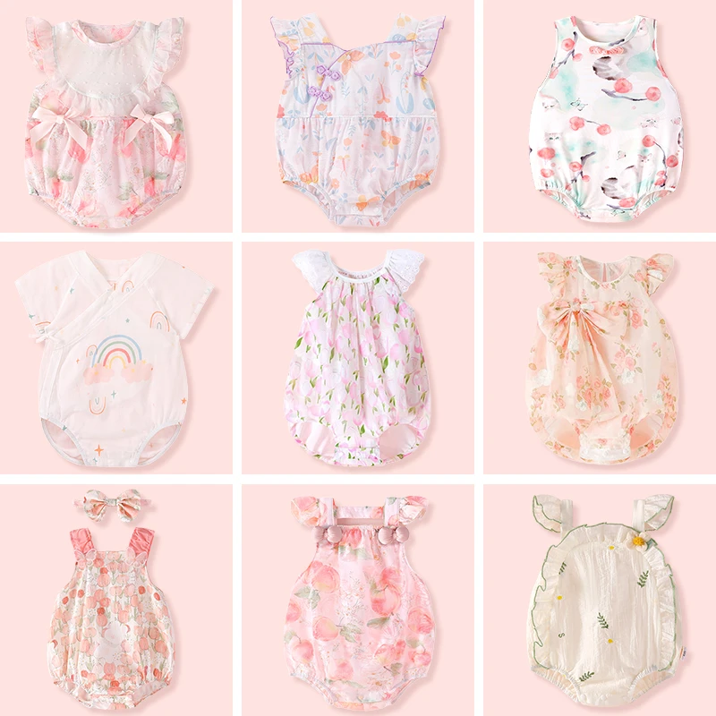 【夏季包屁合集91-143】婴幼儿包屁衣女童公主夏天薄款无袖三角爬