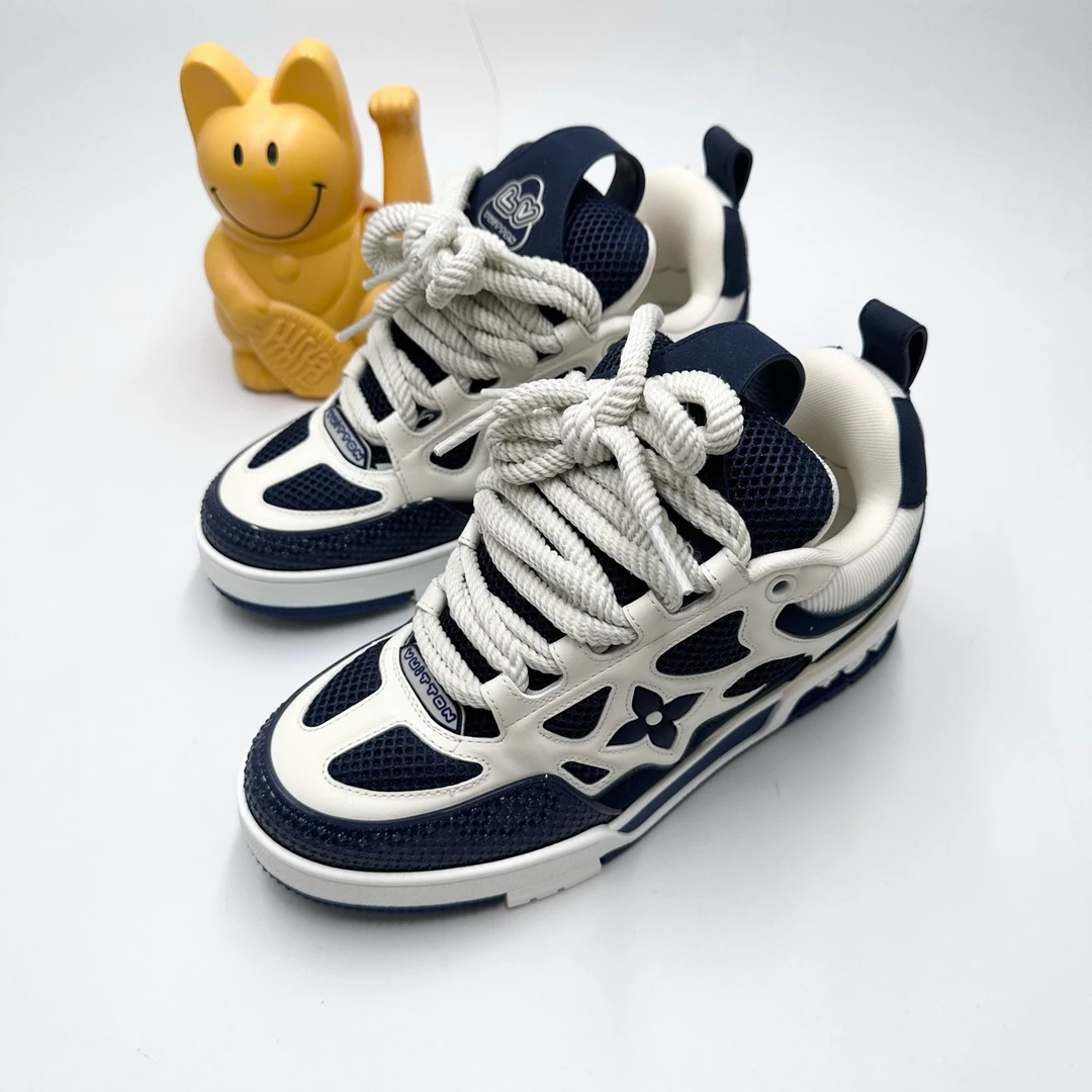 99新 LouisVuitton/路易威登 Lv/37码/新款白蓝Skate面包鞋BB0672