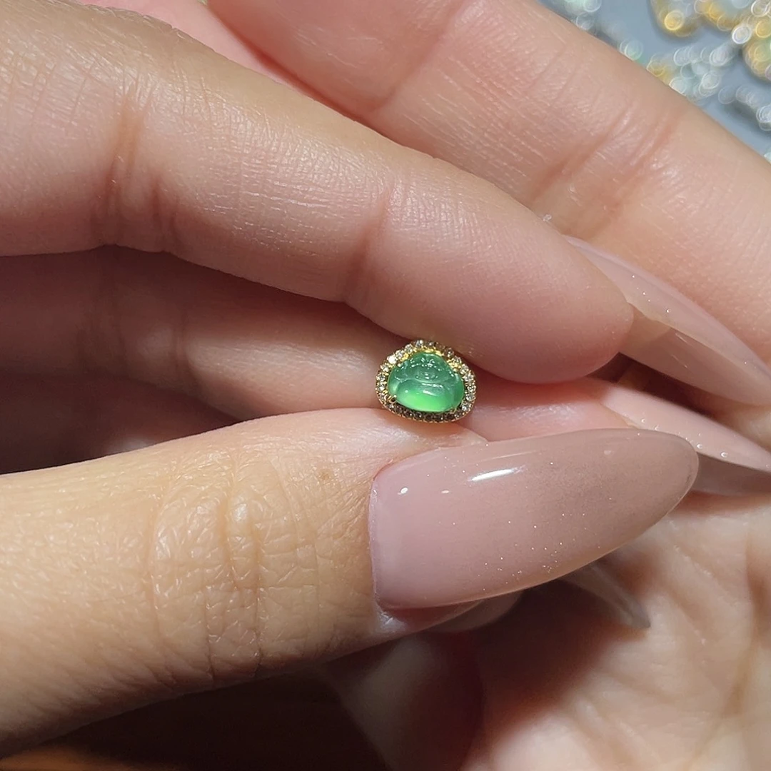 吊坠(不含链)18K金镶嵌翡翠