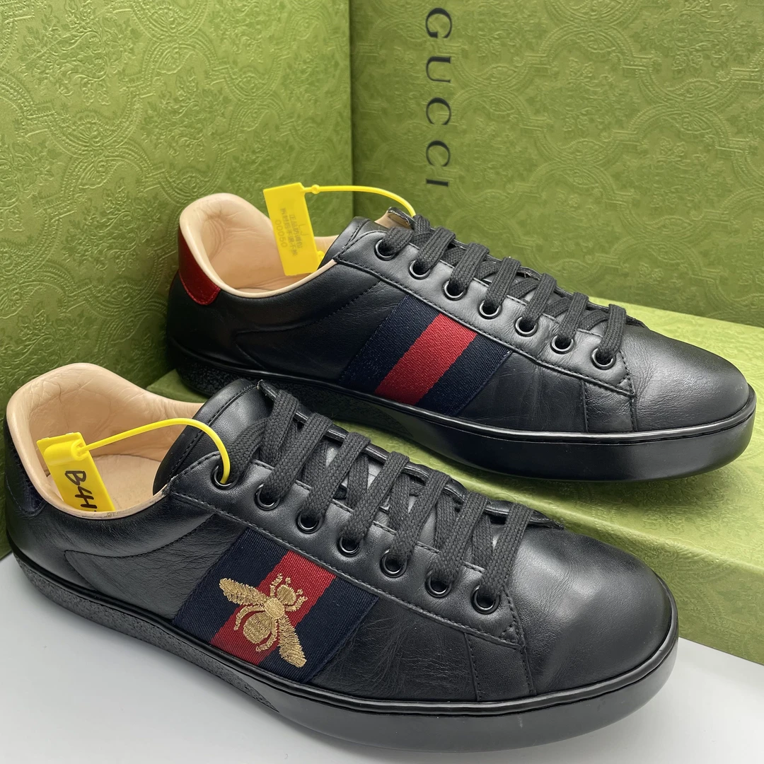 95新 GUCCI/古驰 /41/40.5/37.5欧码/二手黑色蜜蜂休闲时尚板鞋
