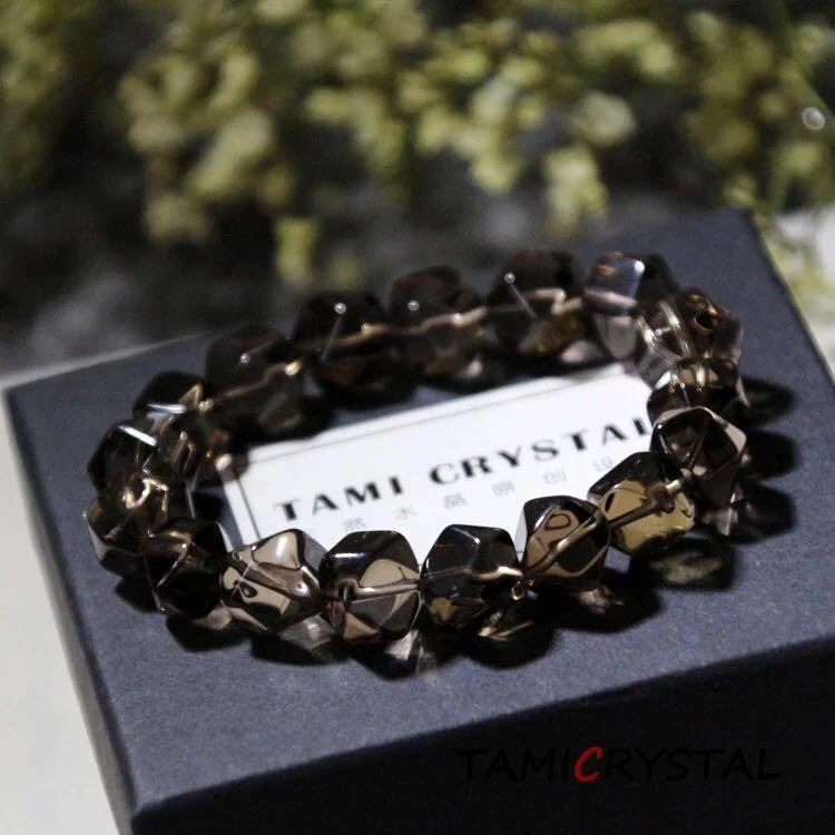 天然水晶手串茶晶手链高冰透刻面手链