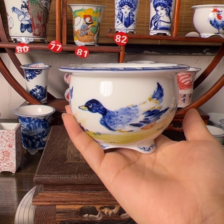 墨奈手绘陶瓷花盆