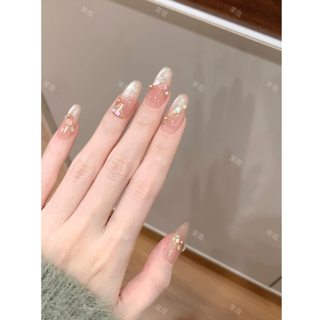 茉哉一珞【海盐贝光】纯手工定制美甲拆卸穿戴甲A4669