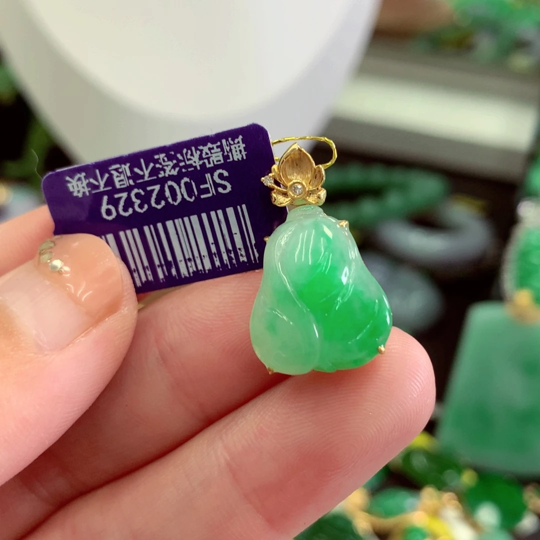 翡翠18K金镶嵌吊坠(不含链)