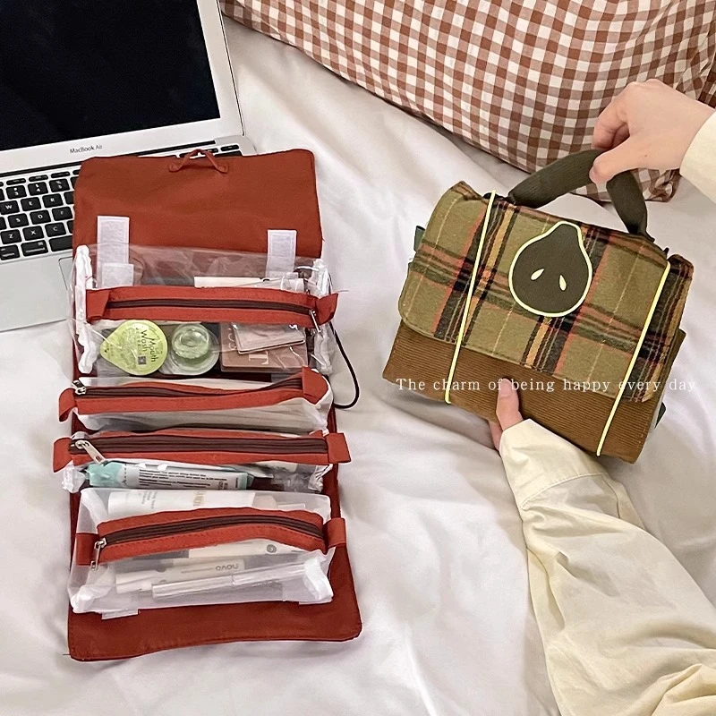 高颜值化妆包女2024新款便携多功能分区出差可挂折叠收纳洗漱包包