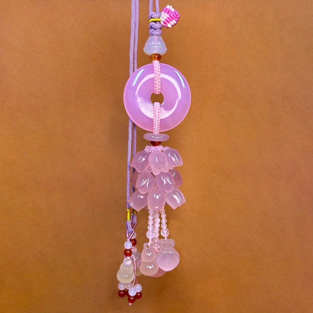 粉平安扣款玉石玛瑙高端私人定制款豪车挂件家挂件