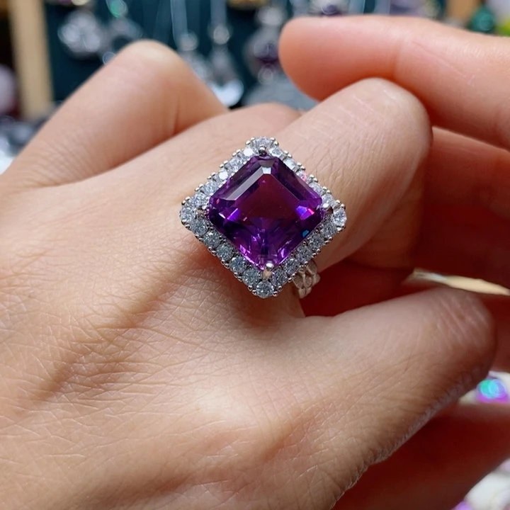 银S925镶嵌戒指水晶天然水晶戒指