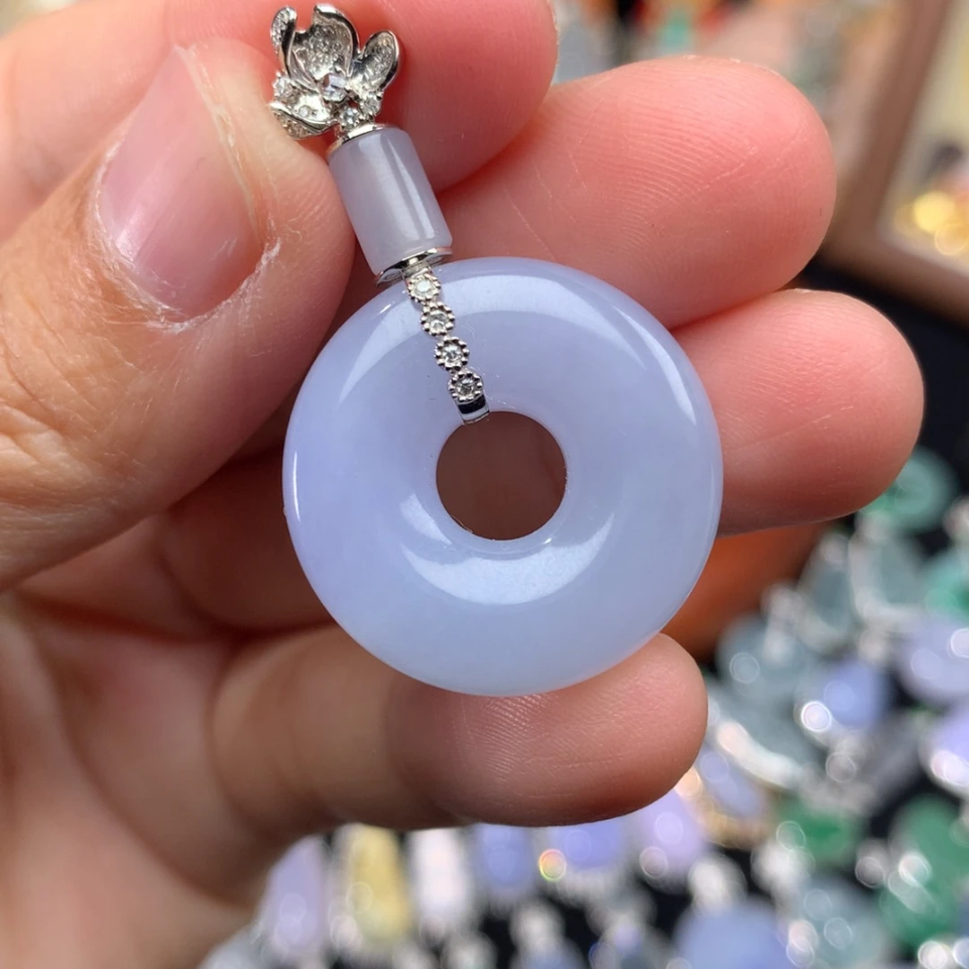 吊坠(不含链)18K金镶嵌翡翠