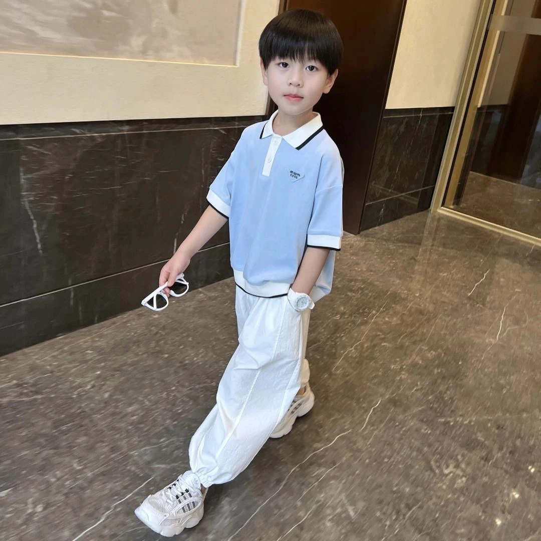 男童夏季学院风polo衫2025新款中大童休闲上衣时尚t恤帅气童装潮