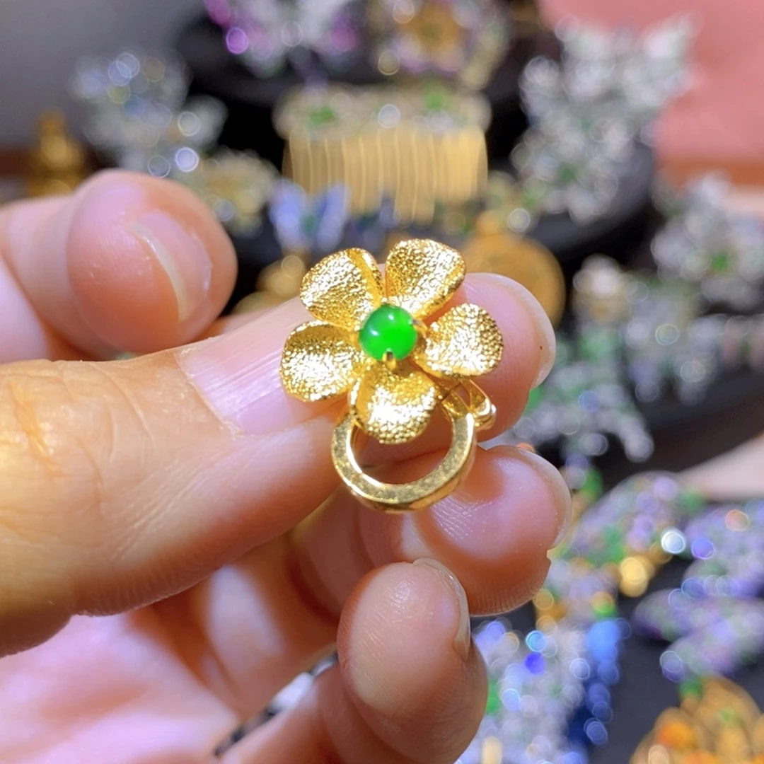 吊坠(不含链)银S925镶嵌翡翠