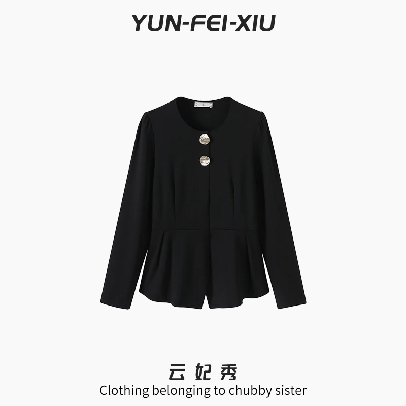 云妃秀大码女装T恤时尚休闲胖妹妹显瘦宽松减龄圆领上衣秋季68690