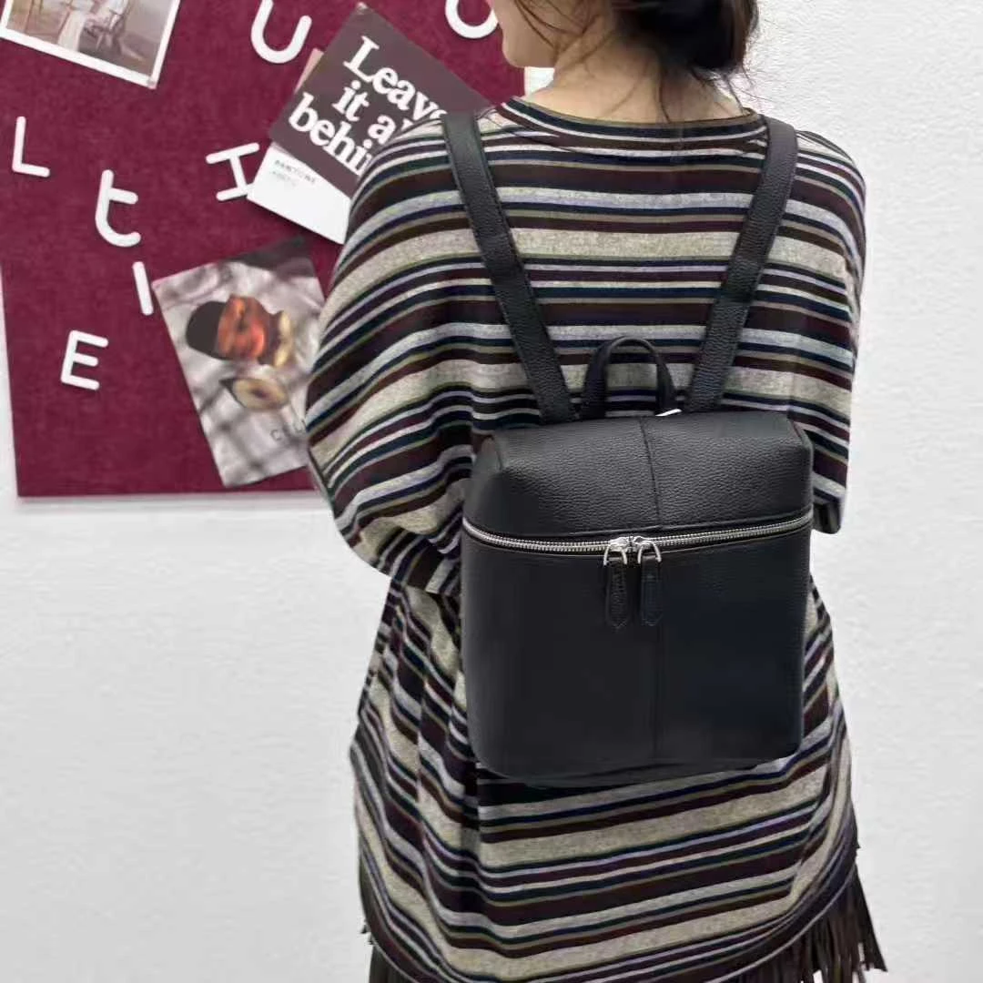 2025爆款韩版双肩包女款荔枝纹经典复古上班小背包时尚轻奢风包包