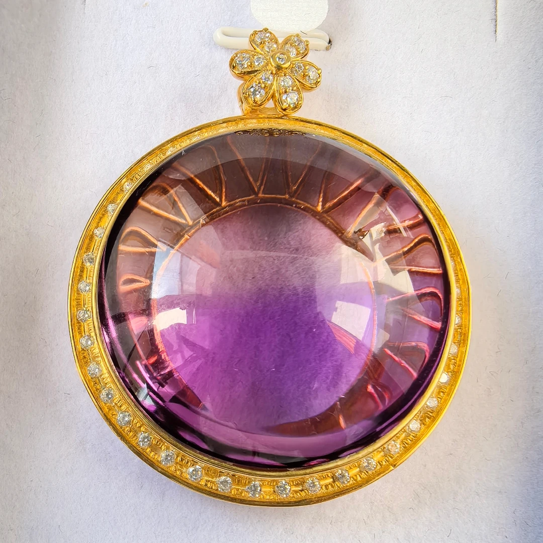 天然紫水晶圆牌 定制款式 （图片仅供参考 以实物为准）