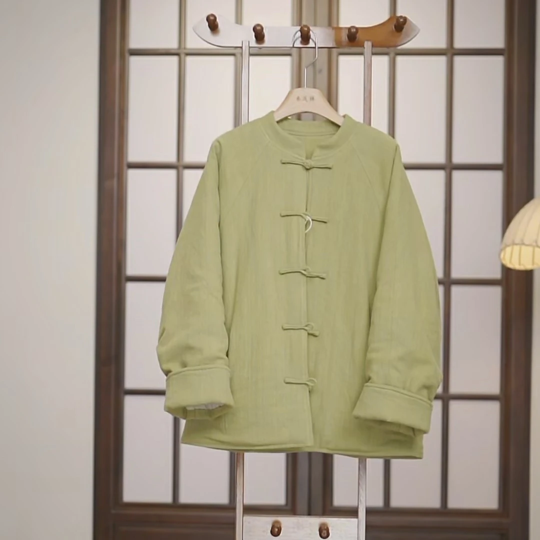 冬款50麻对襟定染棉服