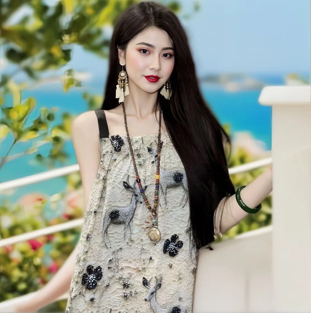 夏季新款轻奢宽松长裙清凉女款无袖气质连衣裙